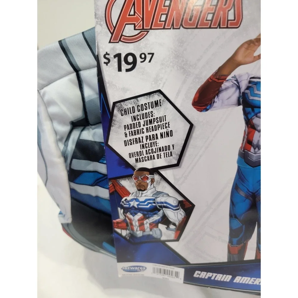 Avengers Captain America Costume Boys Medium 8 Marvel Jumpsuit Mask Halloween‎